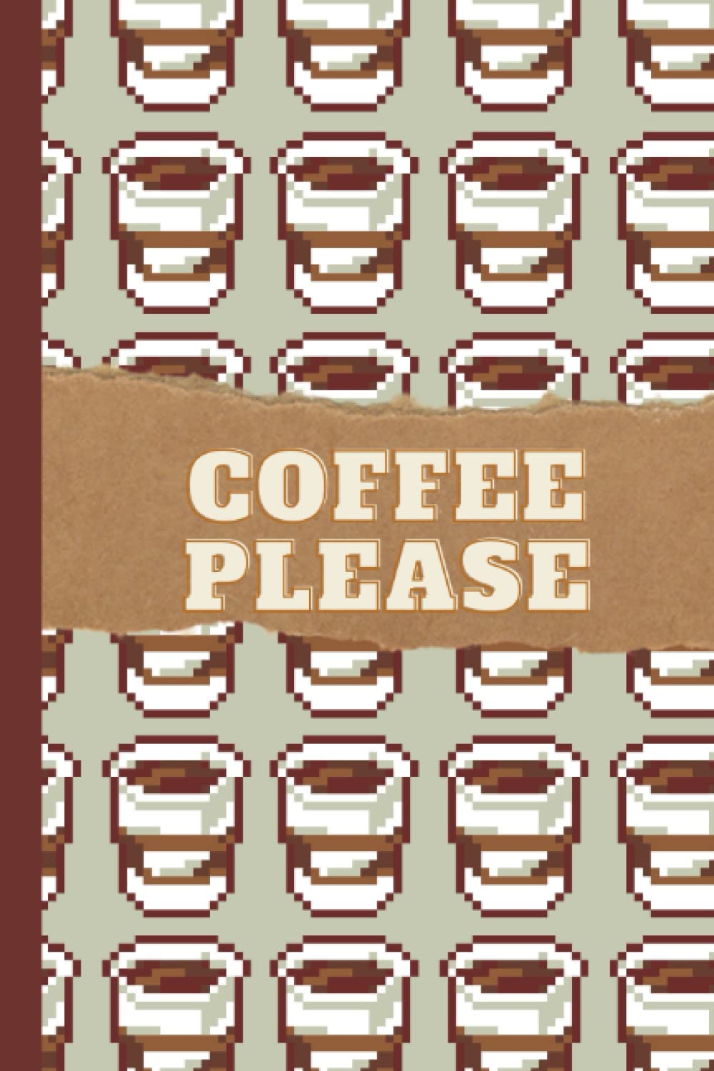 300 Page Pixel Coffee Please Blank Lined Journal Notebook