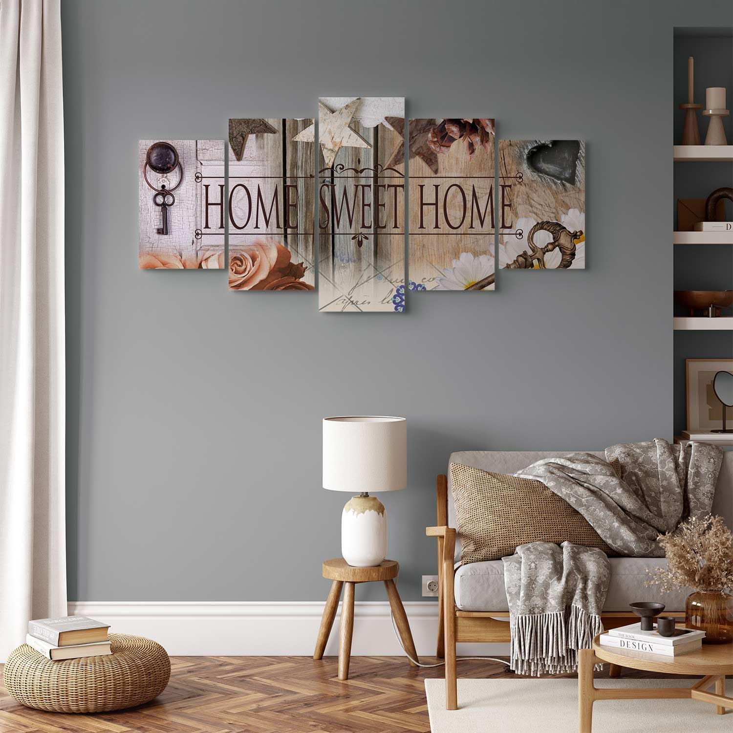 B&D XXL - Quadri Moderni Soggiorno Grandi Dimensioni, Home Fiori 200x100cm | Chiodi Inclusi, 5 Pezzi, Quadro Moderno, Pannelli Decorativi per Pareti, Decorazioni da Parete, Resistenti Allo Sbiadimento