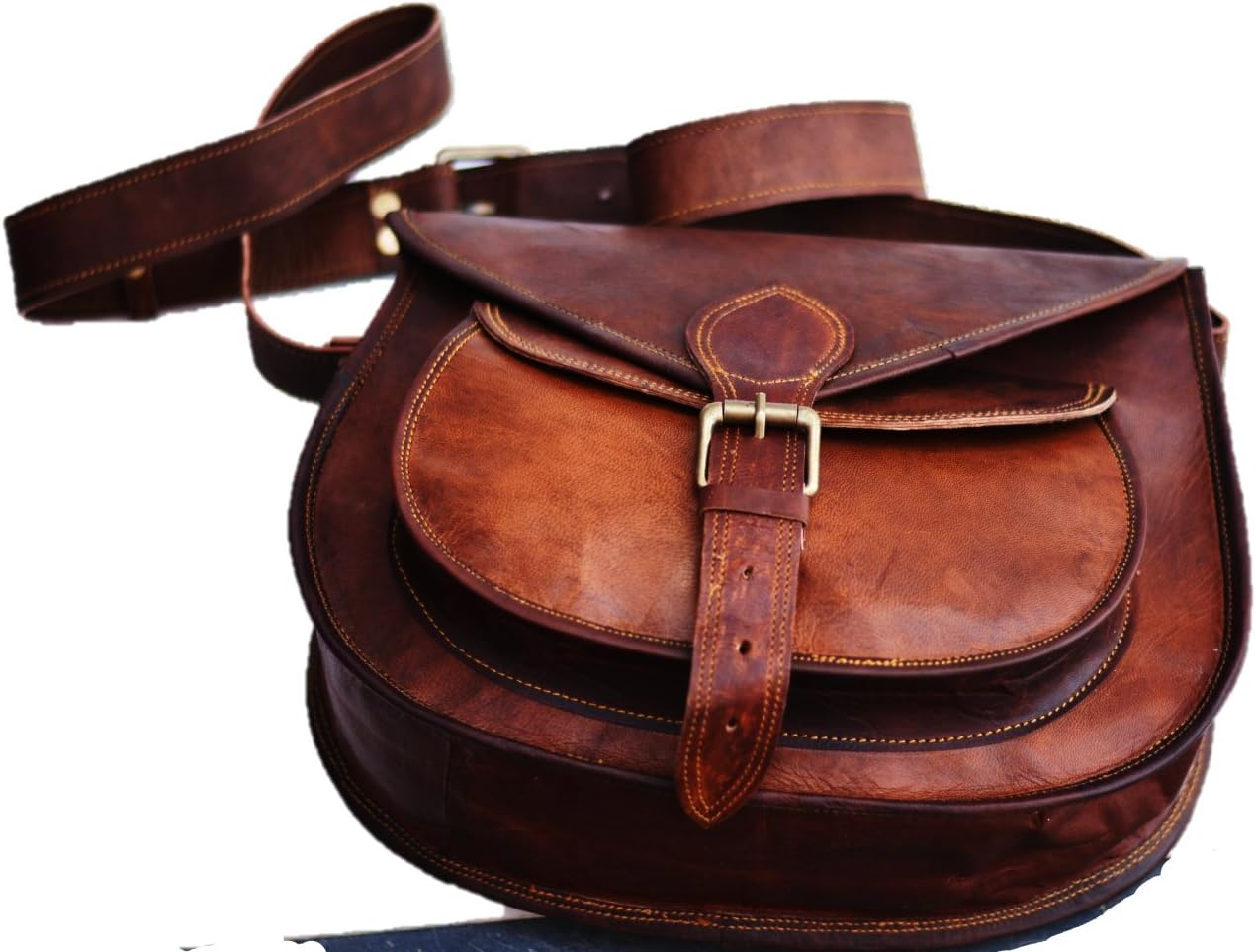 brown strap bag