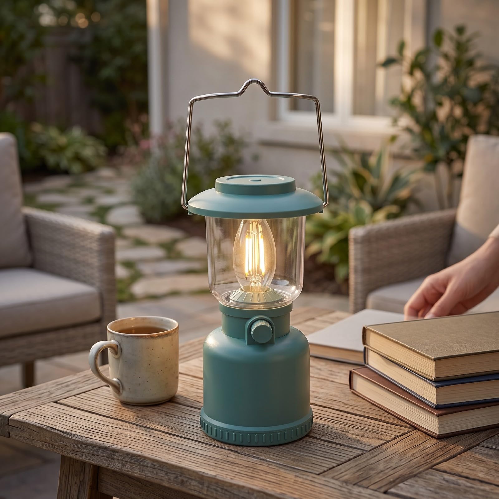 Lanterna da Campeggio, Luce Portatile 400 Lm IP68 Impermeabile | Batteria 1800mAh Fino a 35 Ore, Gancio, Luce D’emergenza e Candela Calda