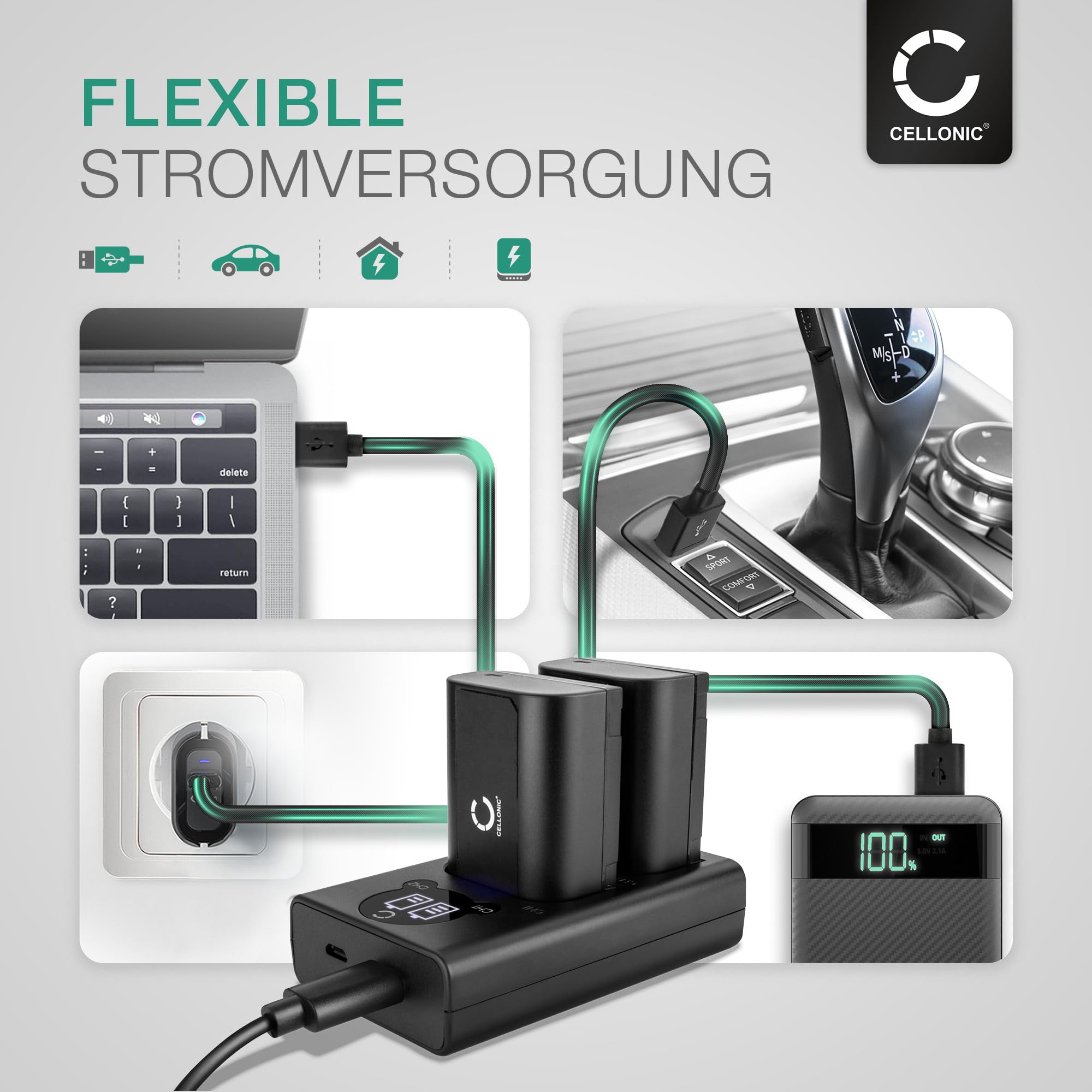 Produktbild von CELLONIC Akku Set Für Panasonic Kameras - 2x 1600mAh Mit Ladegerät