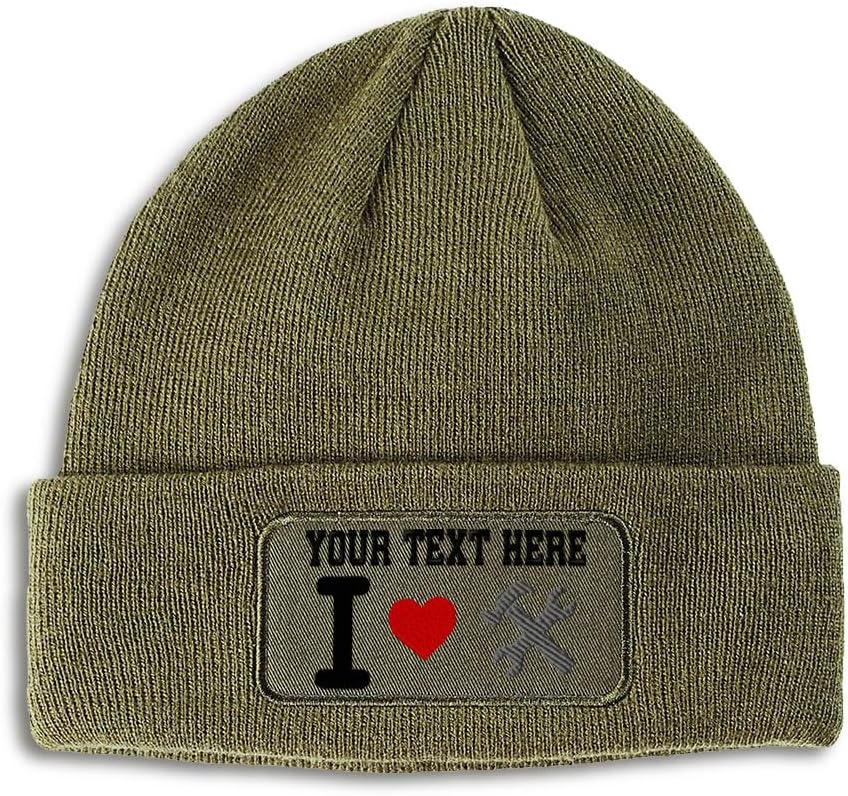 Custom Patch Beanie I Love Tools Fix Grandfather Pops Gramps Skull Cap Hats for Men & Women One Size