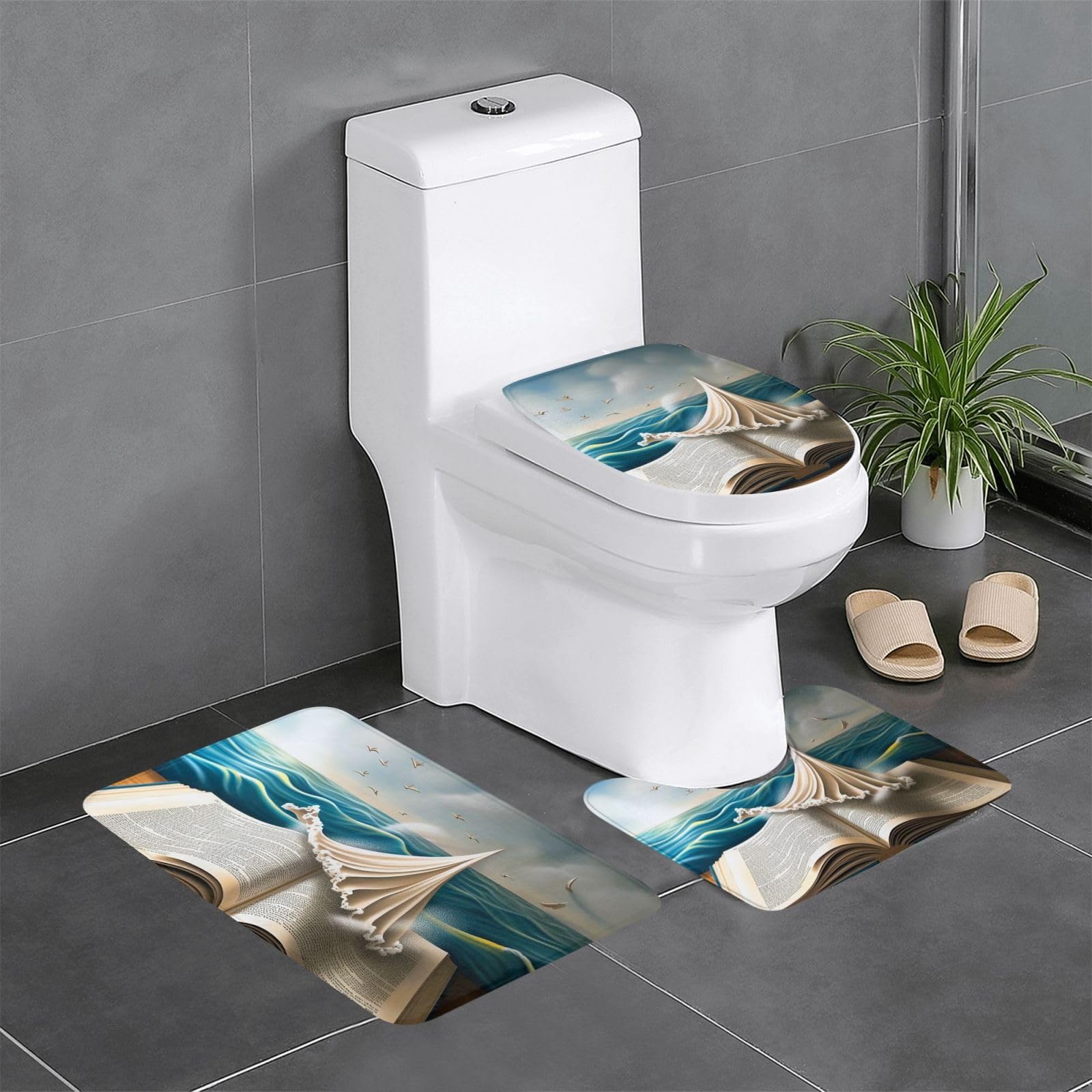 Tapis WC doux et carpettes de toilette 3pcs contre le sol froid