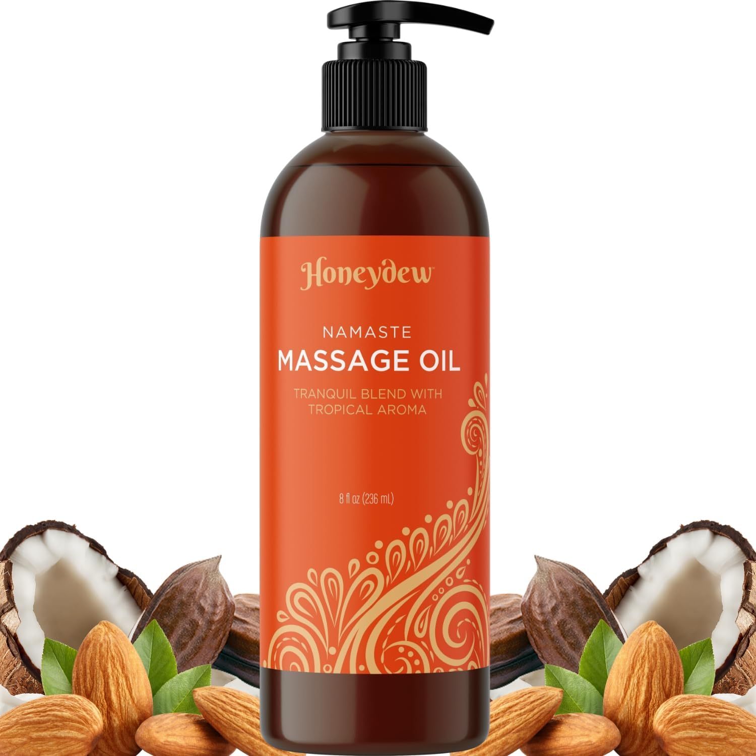Tropical Scented Massage Oil for Couples - Tranquil Full Body Massage Oil for Massage Therapy with Moisturizing Jojoba Coconut and Sweet Almond Oil - Non Greasy Therapeutic Grade Non GMO and Vegan