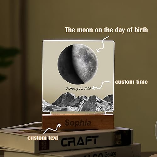 Miniatura 5 de WSYEAR Lámpara de luna personalizada para decoración de dormitorio, lámpara de luna LED acrílica para adultos y niños, regalos de cumpleaños para