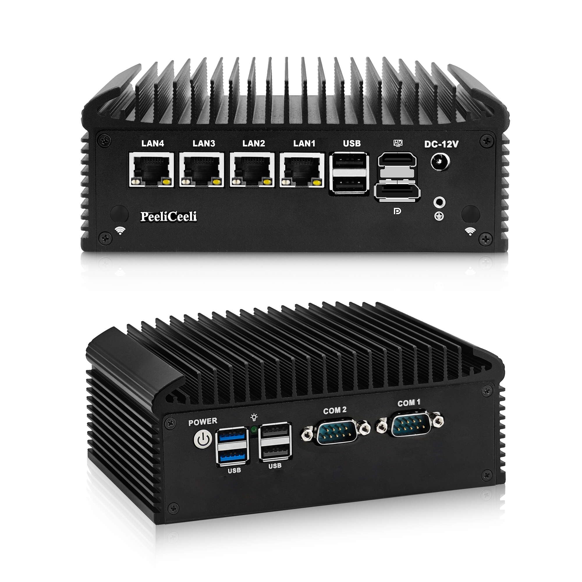 Mini PC Firewall, N305, Fanless Micro Computer Appliance, 4 x i226-V 2.5GbE LAN, Dual COM, Router Hardware, USB 3.1, HD, DP, OPNsense, AES-NI, DDR4, Barebone NO RAM NO SSD