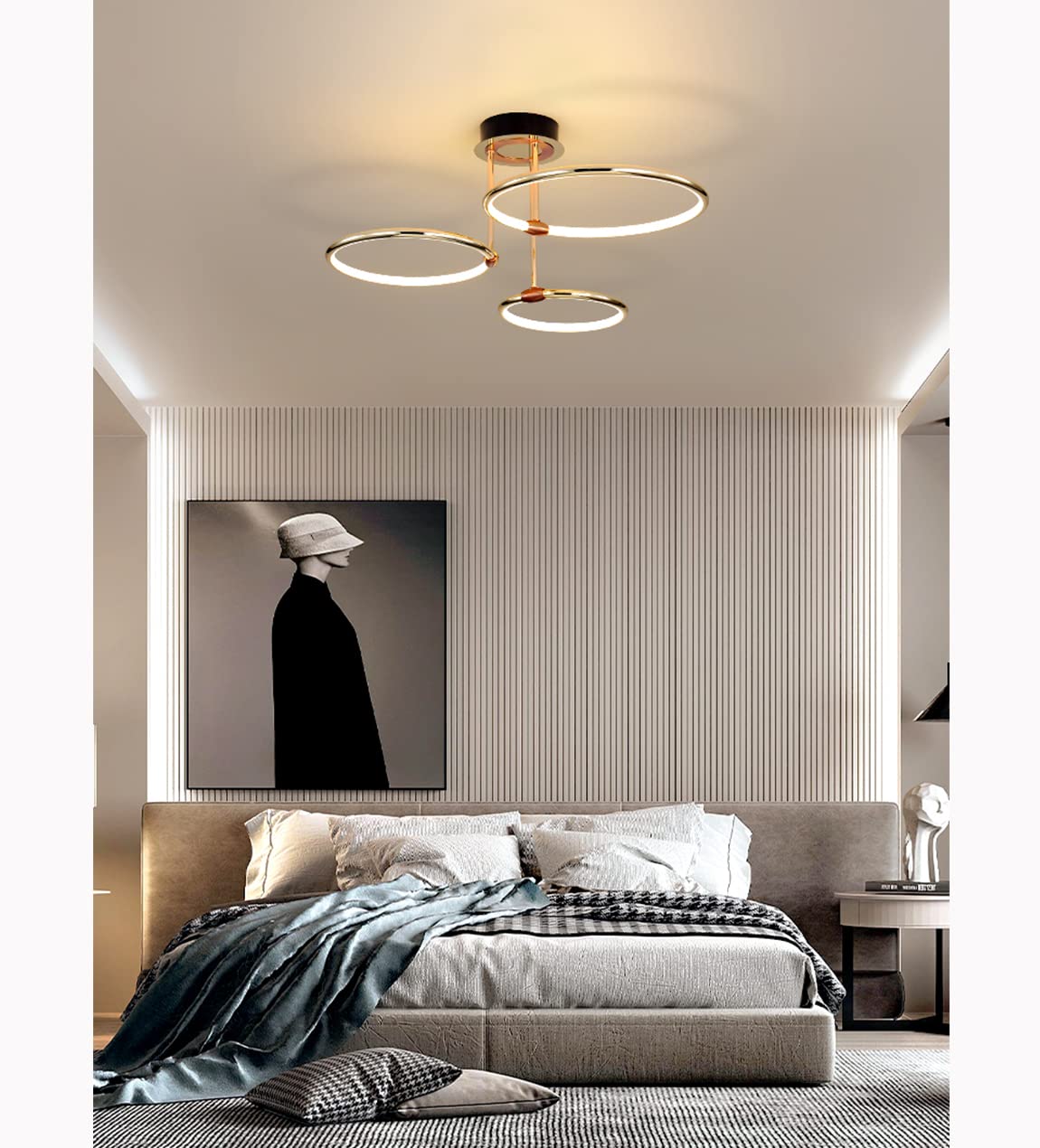 Lampadario Soffitto Lampada da Soggiorno LED Plafoniera Dimmerabile Camera da letto Tavolo da pranzo Luci Moderno Ring Lampada a Sospensione per Cucina Sala Da Pranzo Ufficio con Telecomando Lampadari