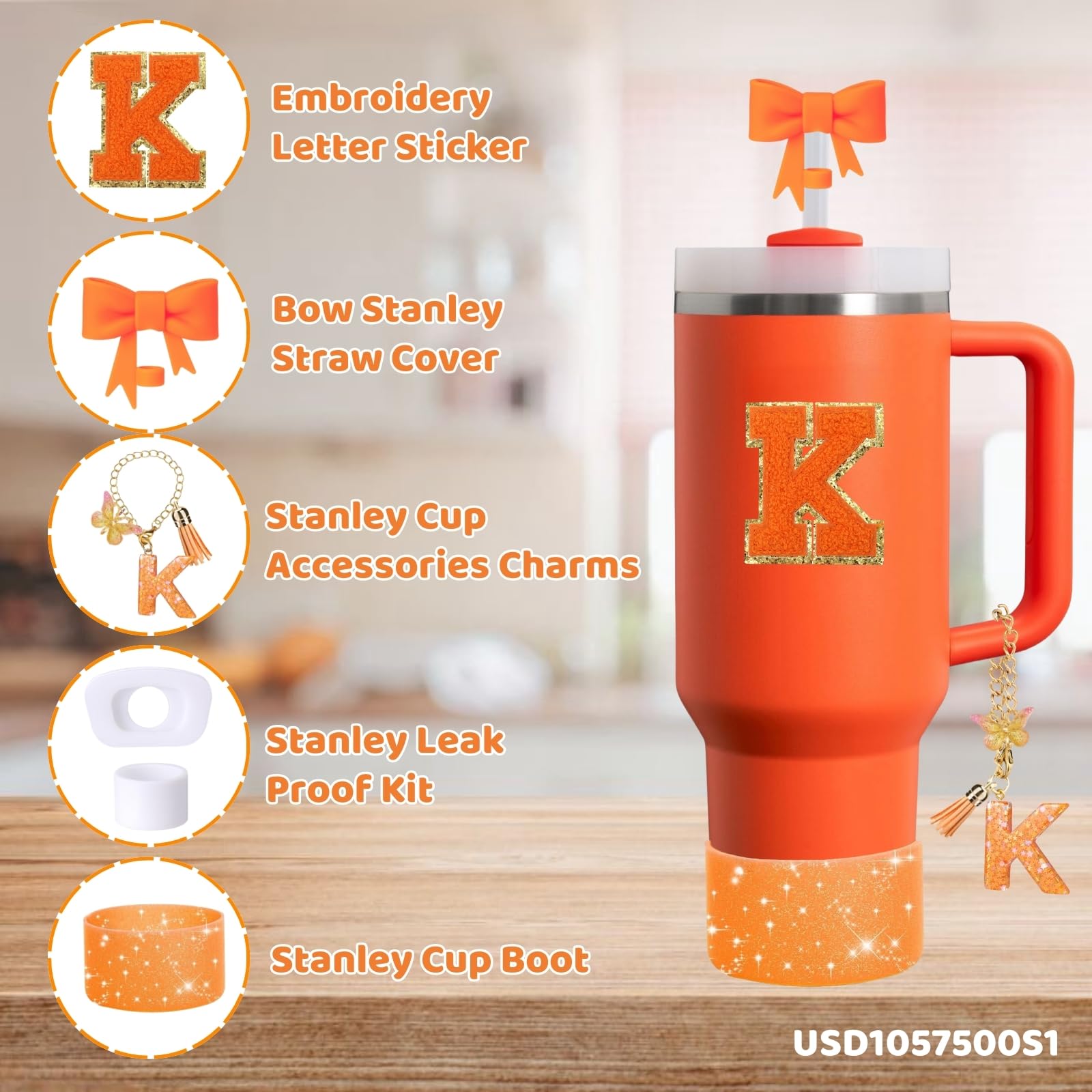 Stanley Cup Accessories Set - 8-Piece Tumbler Kit With Straw Cover, Boot, Charm, Strap & Stickers
