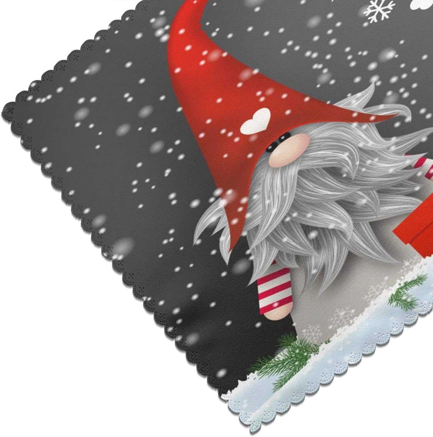 Chеареѕt 🛒 Merry Christmas Gnome Placemats Set of 6 Xmas Gifts Winter Snowflakes Table Mats Anti-Skid Washable Heat Resistant Place Mats Party Kitchen Decorations 12 X 18 inch