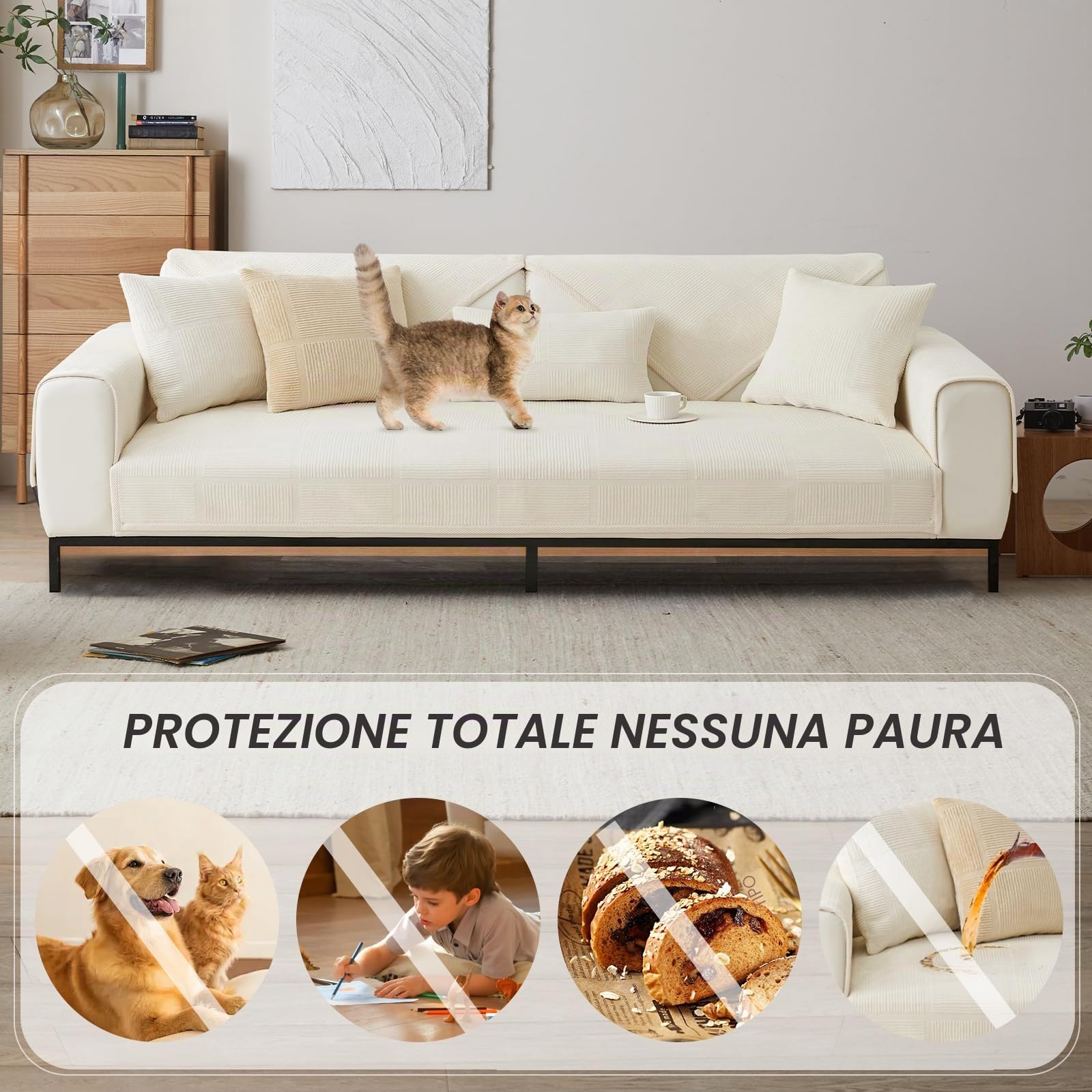 Copridivano con supporto antiscivolo, universale, strutturato, resistente, a forma di L, per soggiorno, disponibile in diverse dimensioni