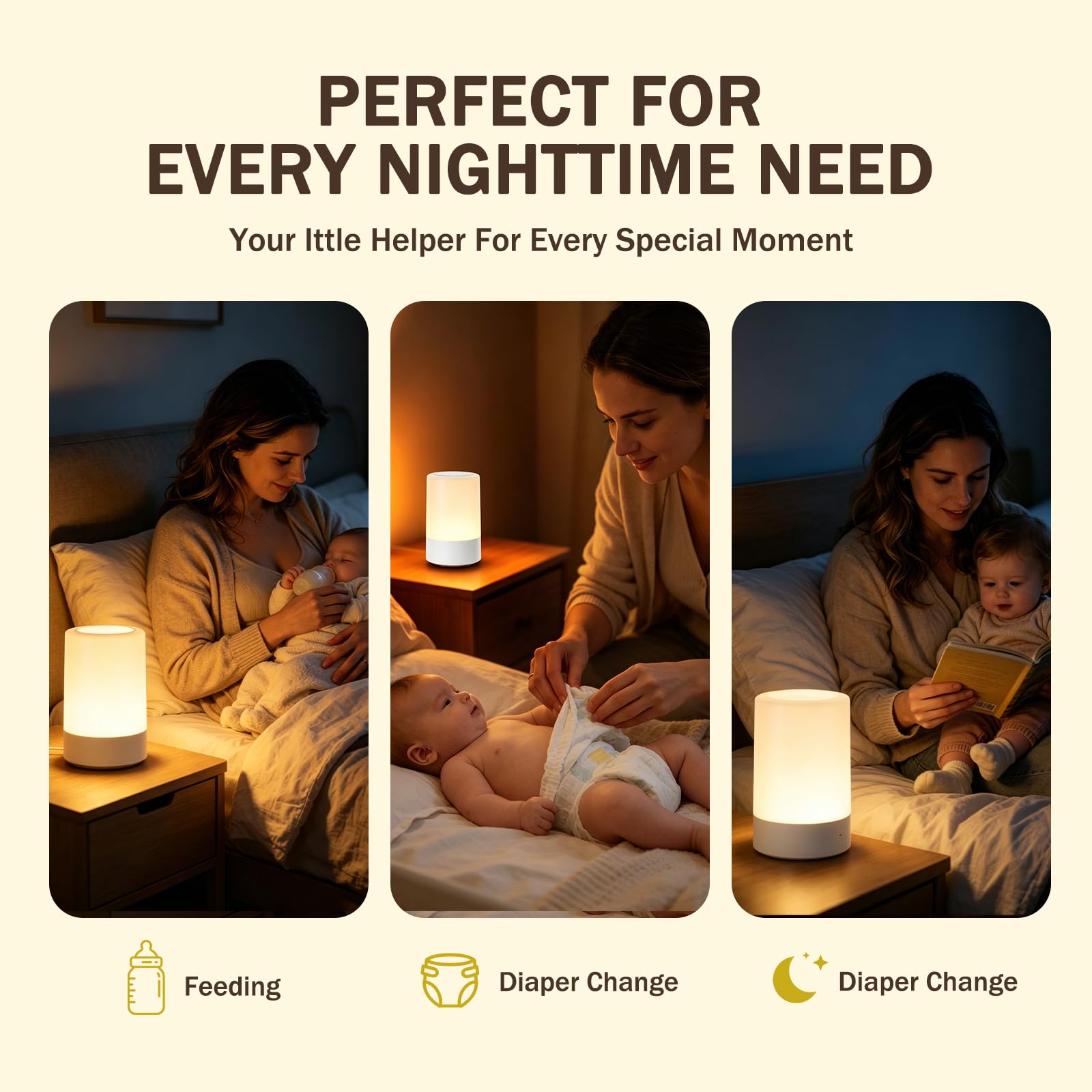 G Keni Luce notturna per bambini e bambini, lampada notturna portatile a LED touch per bambini e adulti, per l'allattamento al seno, aiuto per il sonno, lampada per allattamento ricaricabile USB, luce