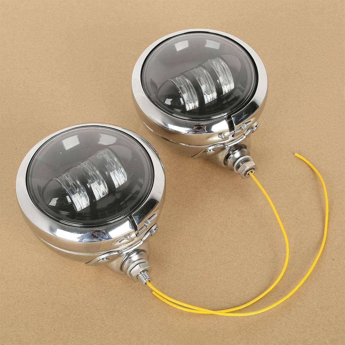 Green-L 4.5" LED Auxiliary Spot Fog Passing Light Lamp + Housing Bucket Fit for Harley