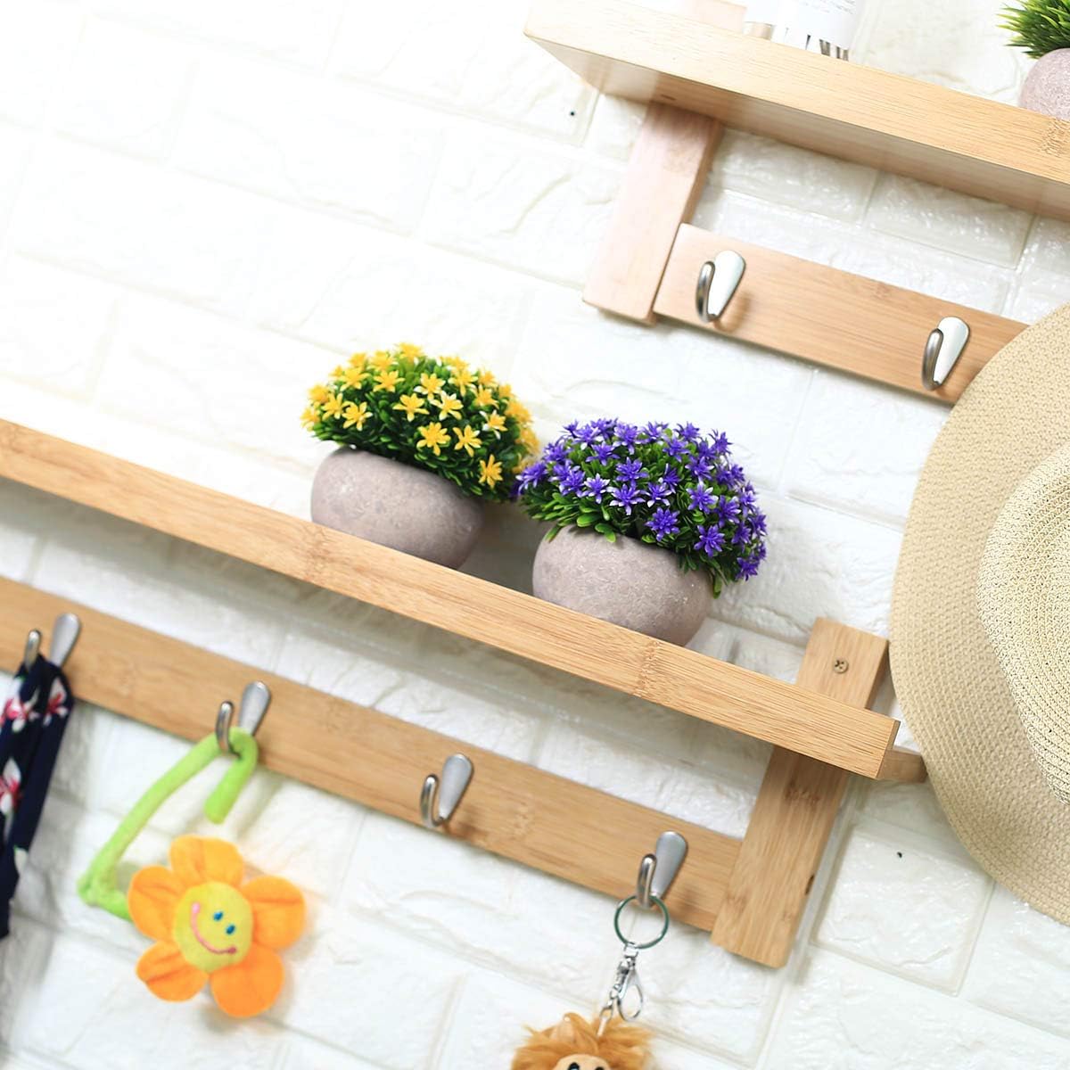 2 Packs Small Fake Plants Artificial Mini Potted Plants Artificial Plants for Home Decor Indoor Faux Plants in Pots Centerpiece Topiary Shrubs for Bathroom Decoration, Yellow and Purple