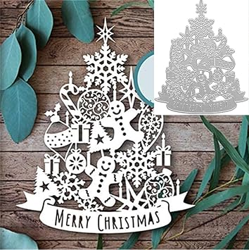 Merry Christmas Tree Metal Die Cuts,Gingerbread Man Gifts Snowflak Frame Cutting Dies Cut Stencils for DIY Scrapbooking Photo Decorative Embossing Paper Dies for Scrapbooking Card Making