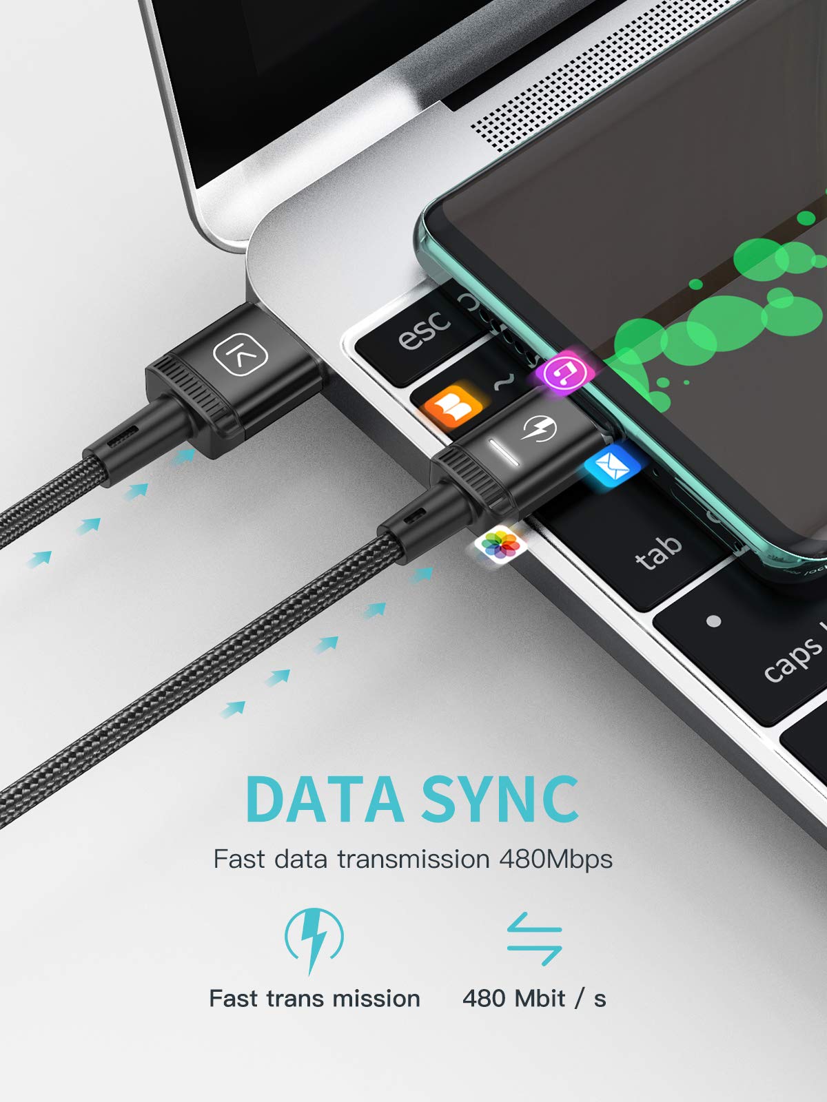 KUULAA Magnetic Charging Cable 3-Pack - USB C Fast Charging With 3-in-1 Tips