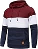 YuKaiChen Men's Pullover Men's Patchwork Hoodie Long Sleeve Jacquard Hooded Pullover Color Block Sweatshirt with Pockets
