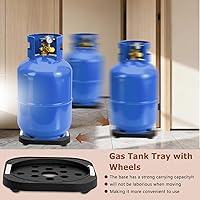 Vista 7 de iplusmile Soporte de base de tanque de gas, base de cilindro de propano móvil, bandeja de soporte de tanque de propano con rueda para envío
