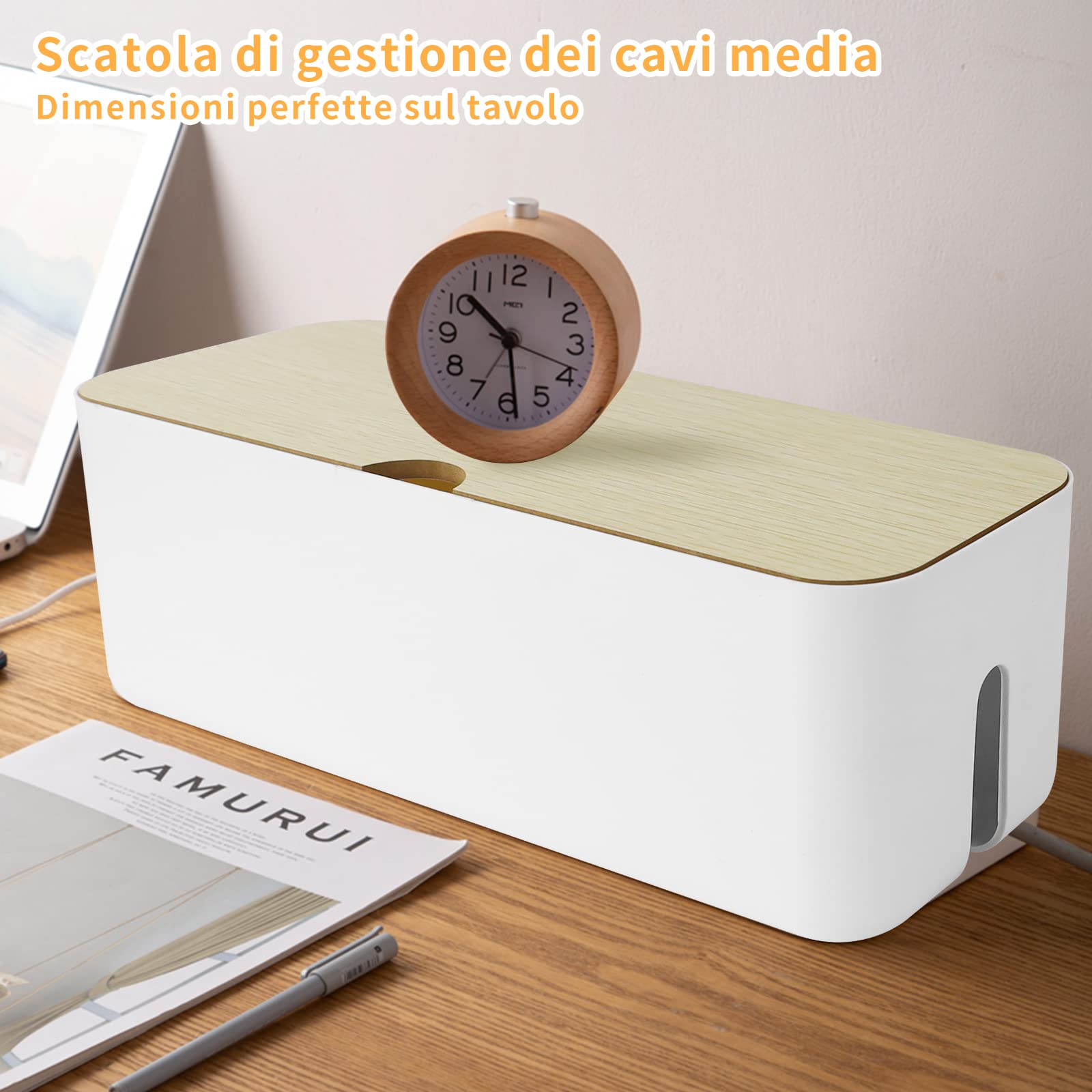 Scatola di gestione dei cavi per ciabatte elettriche, scatola portaoggetti Niser per nascondere i cavi senza grovigli, per casa e ufficio, soluzione di archiviazione facile