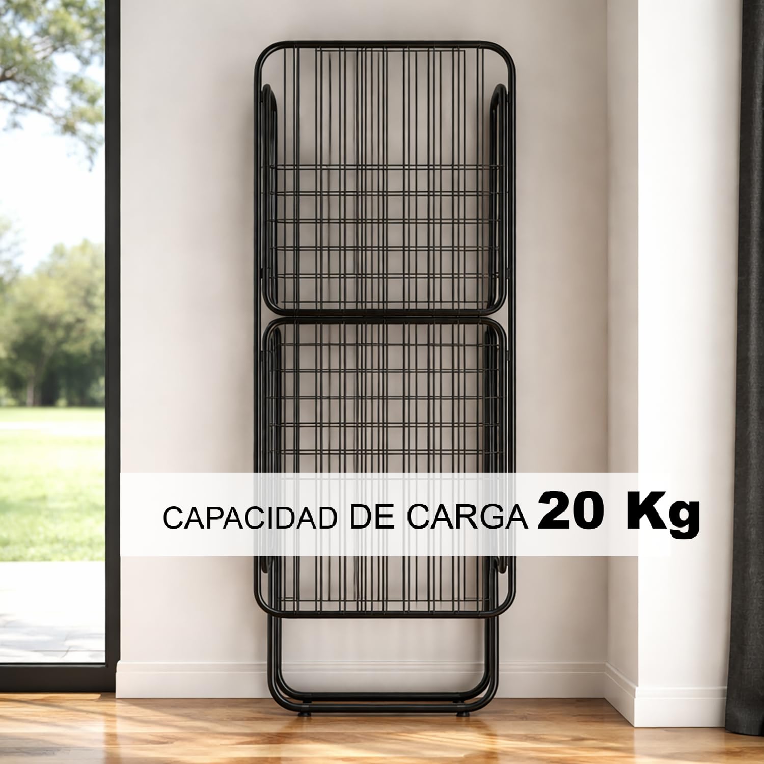 TIENDA EURASIA - Tendedero de Ropa Plegable | Estructura Metálica Ligera | Capacidad de Carga 20 Kg | Medidas Abierto 180x50x100 cm y Cerrado 126x50x100 cm (Negro)