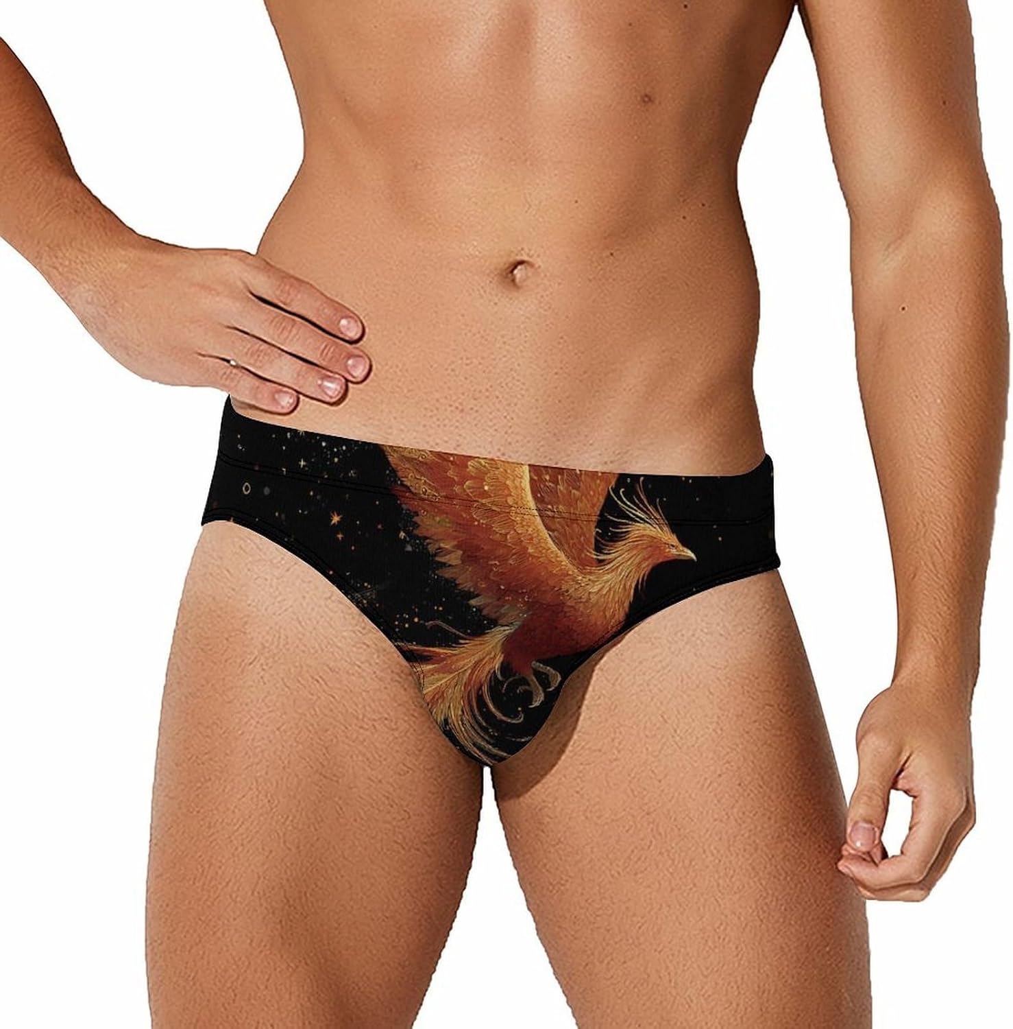 Phoenixes Flowing Feathers Men's Swimwear Bikini Swimming Briefs Stretchy Swimsuits Board Surf Shorts Trunks
