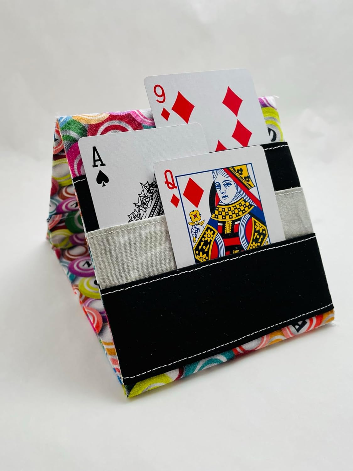 Half-Width Bingo Balls Print Folding Bingo Tab Holder, Playing Card Holder, Playing Card Caddy