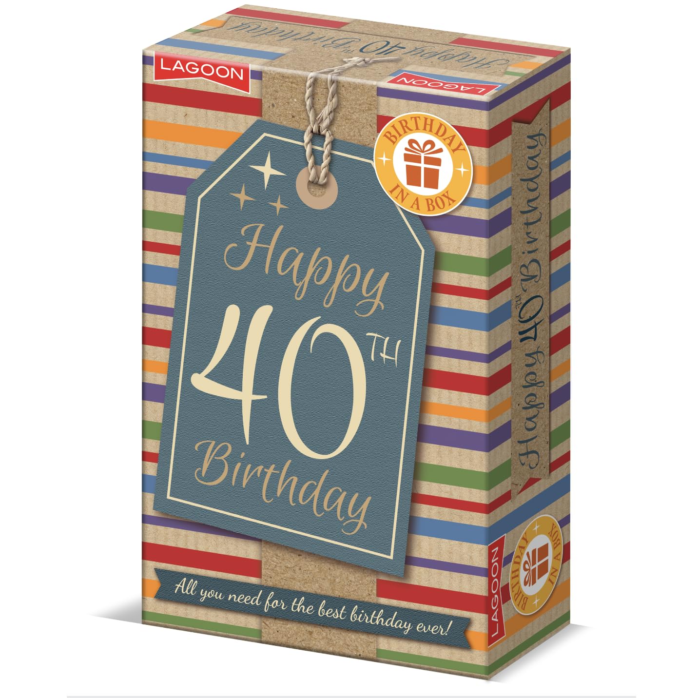 University Games Birthday in a Box: 40th Birthday Gift 40th Birthday Gift – Complete Party in a Box | Balloons, Bunting, Game, Candle & Keepsake Keyring | Letterbox Surprise