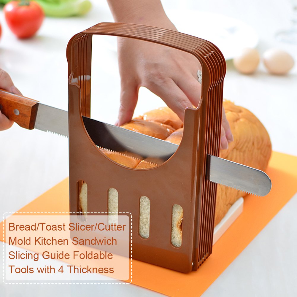 Bambus Brotschneidehilfe - Brotschneide Manuell für Selbstgemachtes Brot, Toast, Laib Kuchen
