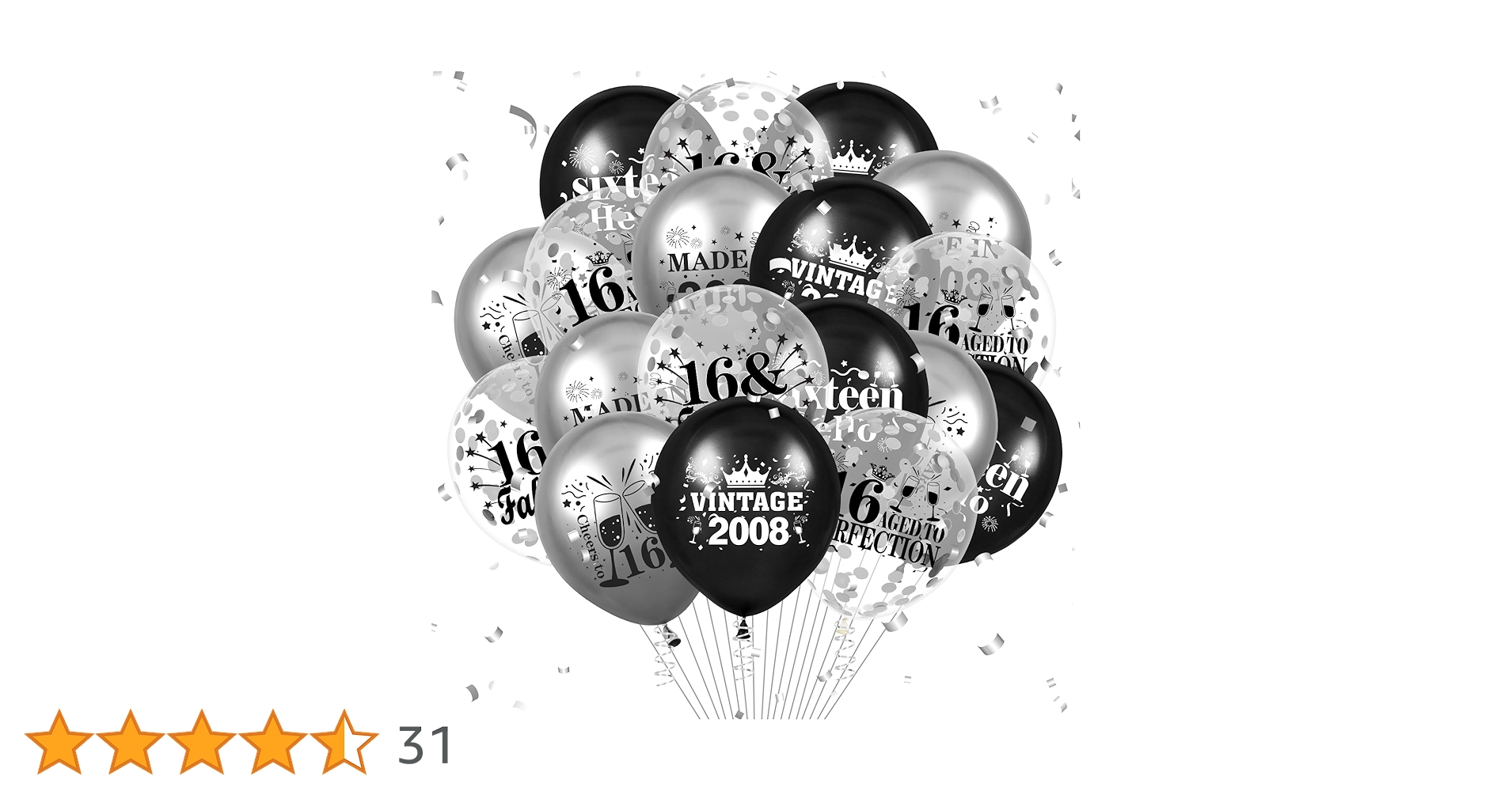 RUMIA 16th Birthday Balloons For Girls 18Pcs Rose Gold And Black 2008