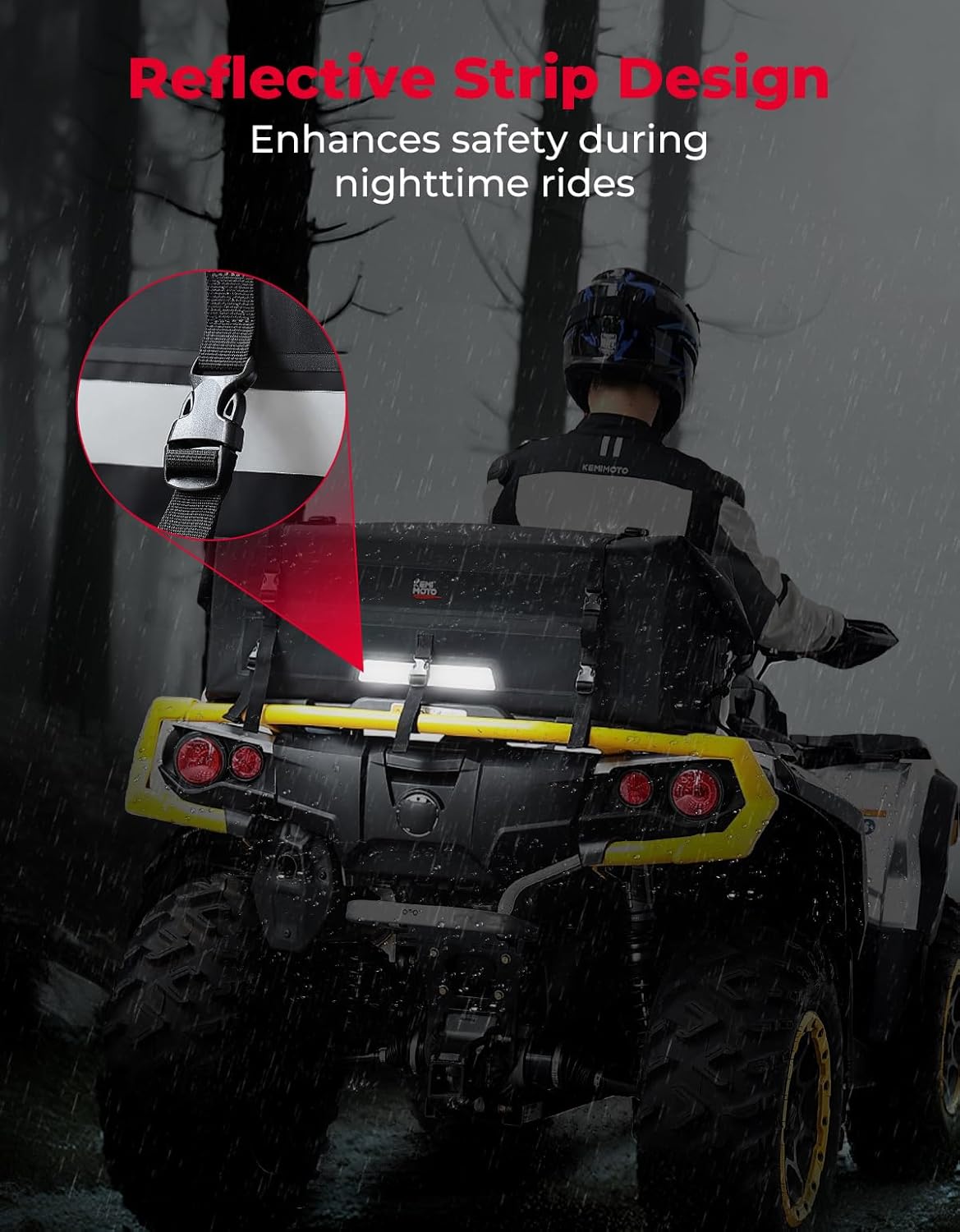 KEMIMOTO 70L Waterproof ATV Dry Bag, PVC ATV Storage Bag 4 Wheeler Duffel Bag with Roll Top Closure, Universal Storage Bag Compatible with Polaris Sportman Fourtrax Can Am Kawasaki Artic Cat