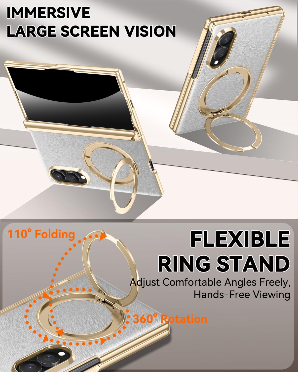 Custodia in pelle per Samsung Galaxy Z Fold 8 con supporto magnetico ad anello, [compatibile Magsafe] Bulit in Privacy Screen Protector copertura completa cerniera custodia in pelle per Z Fold