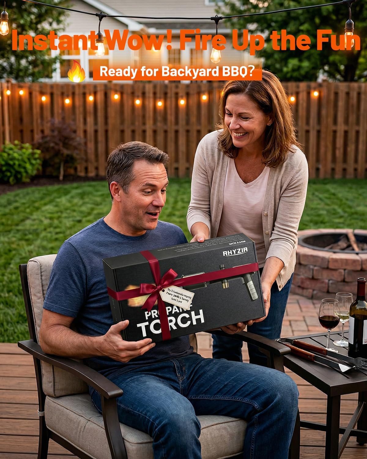 Flame Thrower Gun, Safety Lock, One-Touch Max Flame up to 3272°F/1800°C, Adjustable Flame Fire Starter for Grill, Charcoal, Fire Pit and Fireplace, Ideal for BBQ, Camping, Backyard and Outdoor Use