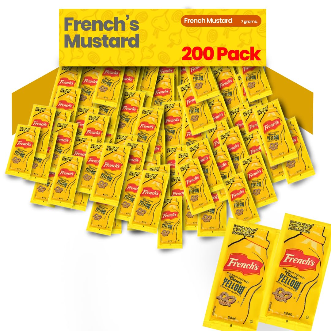 Yellow Mustard - 7gm (Multiple Pack) | Condiment Packets | (150 | 200 | 300 | 400 | 1000) Pack (200 Pack, 200 Count)