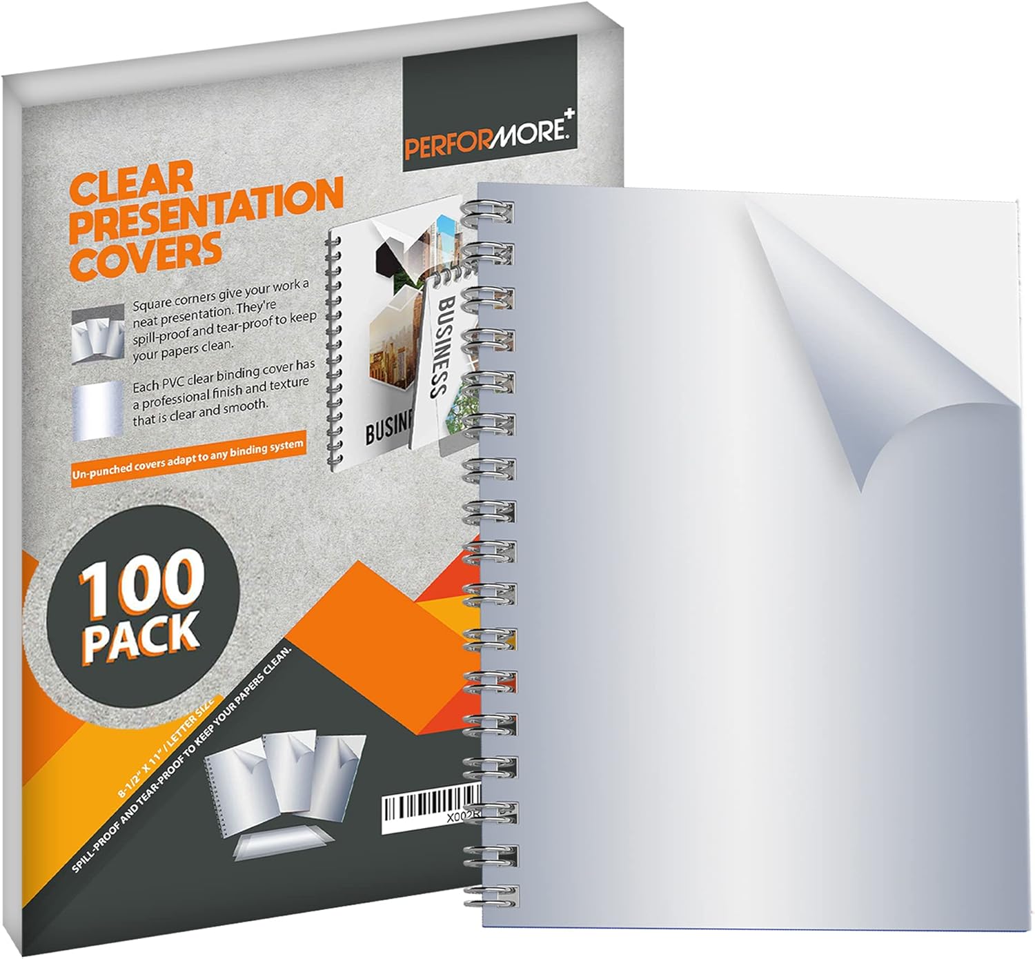 PERFORMORE 100 Pack of Binding Presentation Covers for Binding Machines, 8.5" X 11" 0.18mm Thick, Crystal Clear Plastic Report Covers for Documents Files and More : Office Products