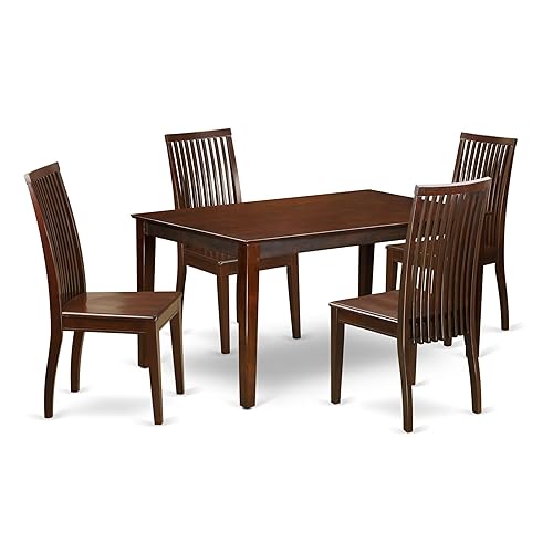 East West Furniture CAIP5-MAH-W 5 Piece Dining Room Table Set
