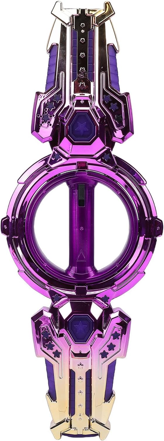 Double Ended Retractable Sword Toy Rotating Double Edged Saber with Multiple Lighting Styles for Kids Indoor Outdoor Play Durable Plastic LED Light Up Swords Expandable Fun Toy (Purple)