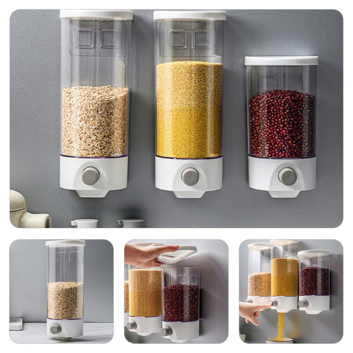 Healeved Botes de Almacenamiento de Cocina 2 Piezas Abs 1, 5l y 1l