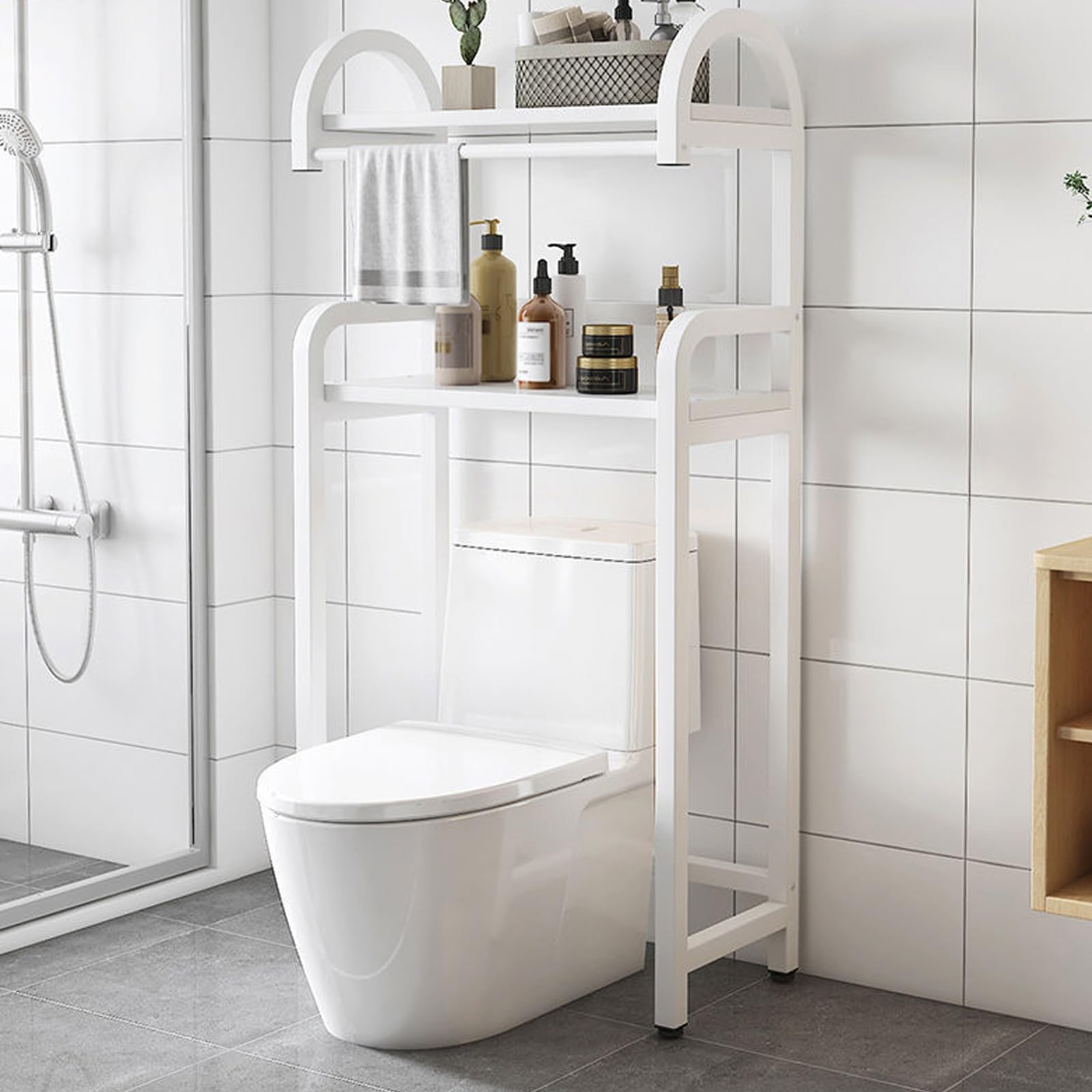 Étagère de salle de bain 70 cm meuble de rangement sur pied petit format et étagère de toilette