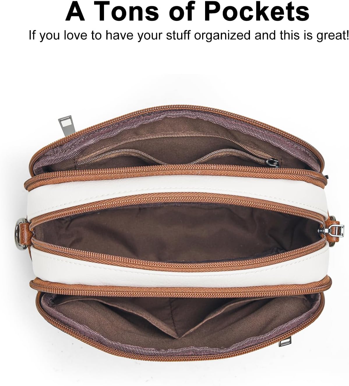 Bluome 4 Zips Crossbody Bags Purses Handbags For Women Small Pu Leather Shoulder Cross Body Travel Bag For Woman Guitar Strap - Image 5