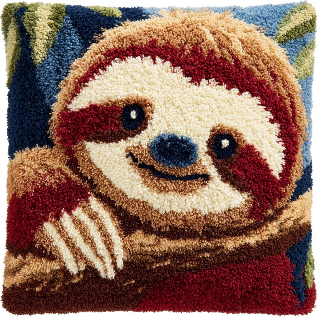 WallustrioaW Latch Hook Kits DIY Throw Pillow Cover,Animal Sloth