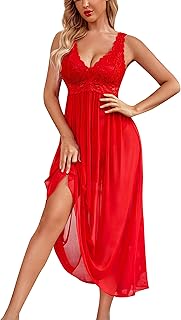 Avidlove Women Lingerie Lace Babydoll Nightdress Mesh Chemise V Neck Sleepwear