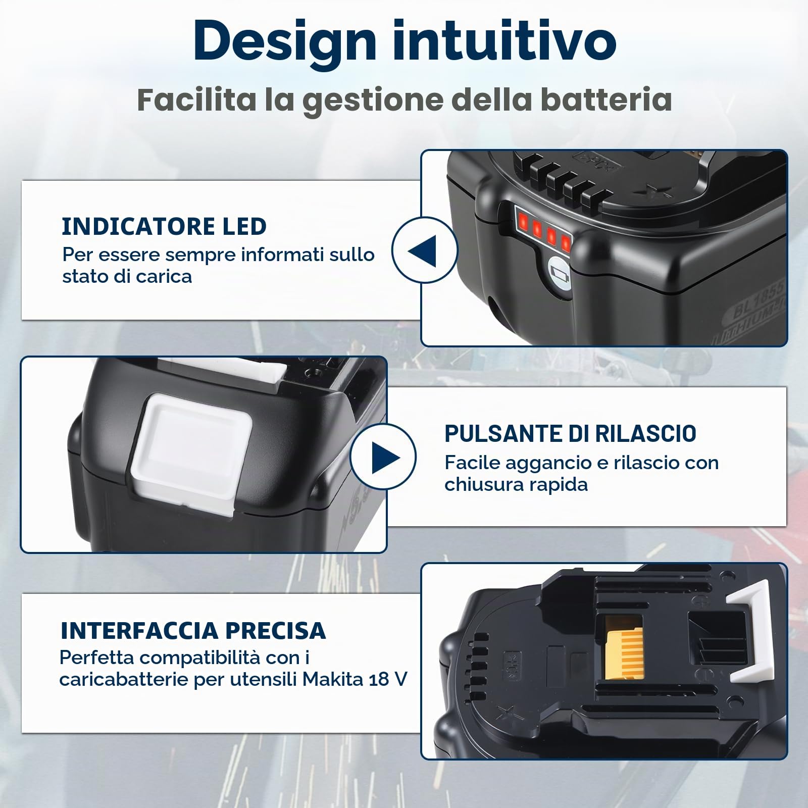Batteria di ricambio 18 V, 5500 mAh, 18 V, con caricatore DC18RC, compatibile con BL1860 BL1860B BL1855 BL1855B BL1850 BL1850B BL1860B DC18RC