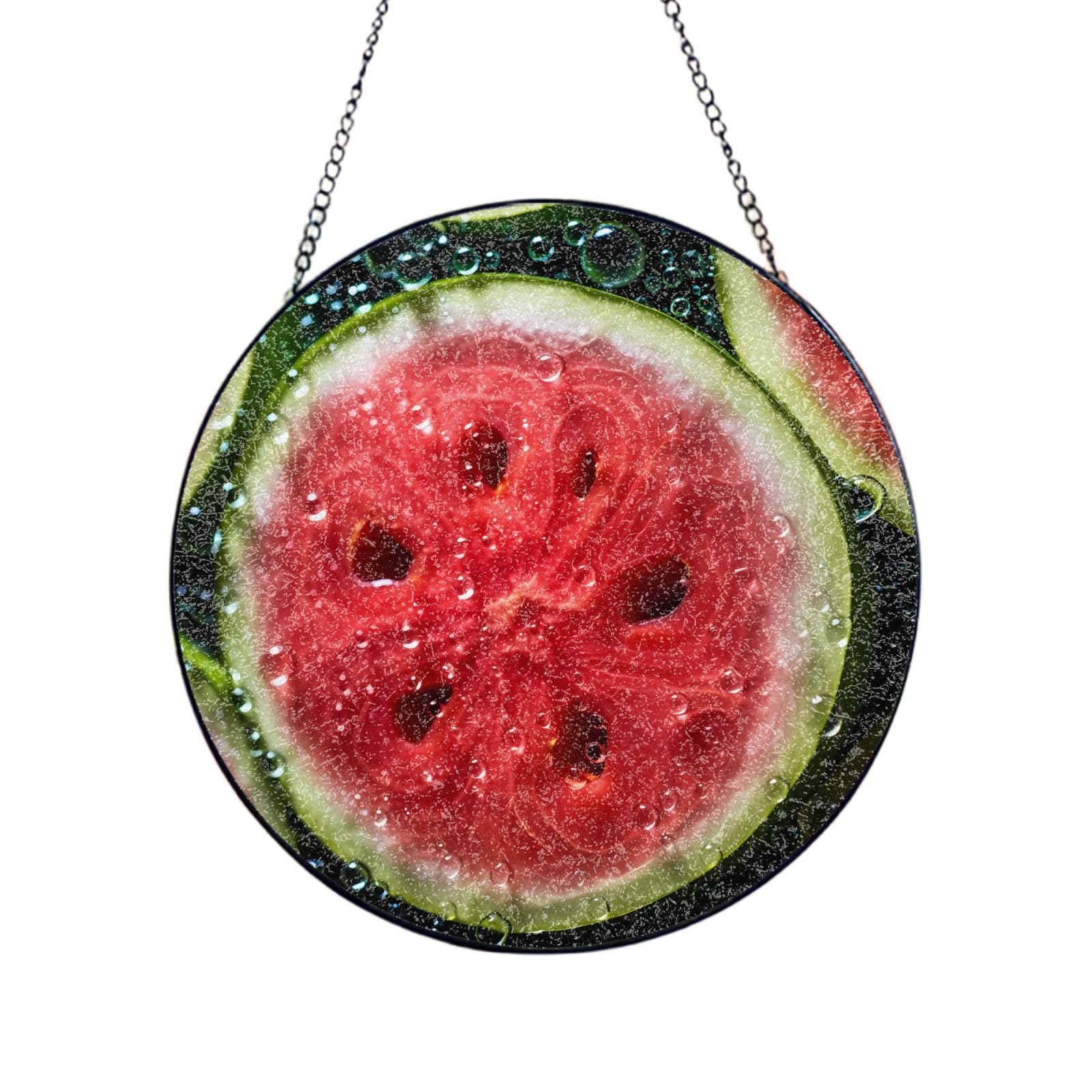 Phayah Cantaloupe Print Stained Glass Window Hanging Sun Catchers Decoration Mother'S Day Birthday Gifts For Home Garden Porch 4in（10cm）