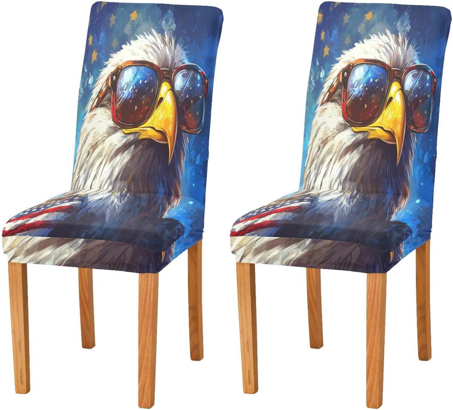 ALAZA Chair Covers for Dining Room, Hobo Eagles American Flag Sunglasses Stretch Chair Cover Sets Chair Protector Removable Washable for Ktichen Restaurant Hotel