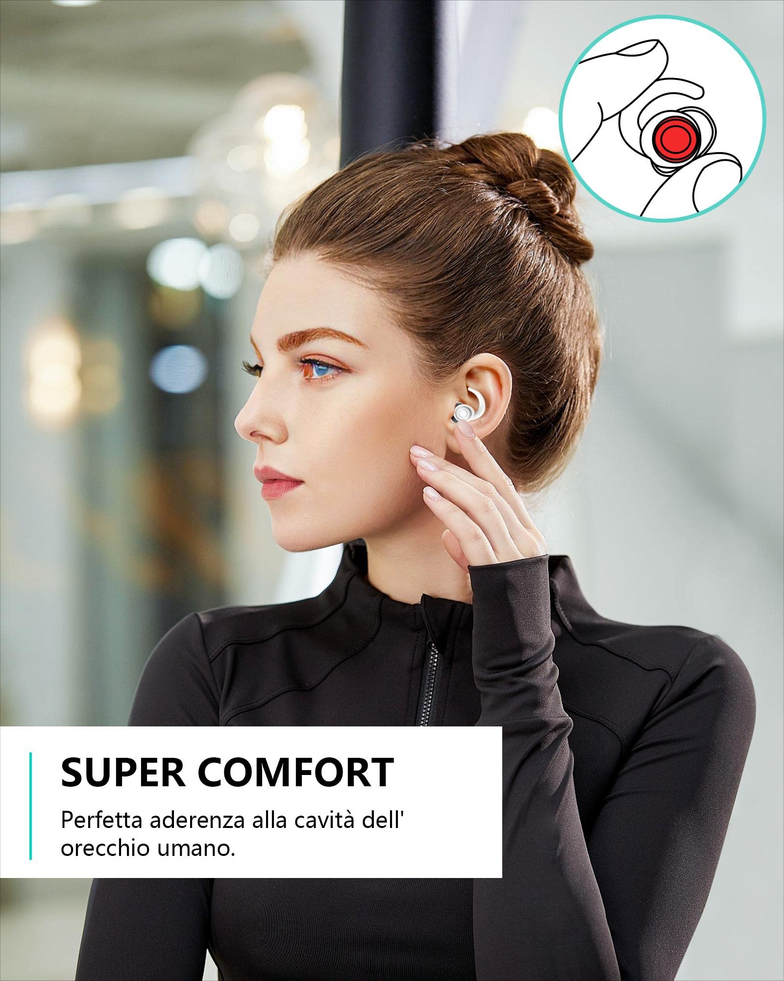 SUPCEAT Silicone Tappi Orecchie per Dormire, 2 Paia Tappi per le Orecchie Antirumore Lavabili Riutilizzabili per Sonno Leggero Riduci i rumori, per Lavoro, Feste, Studio, Discoteca, Concerti (Bianco)