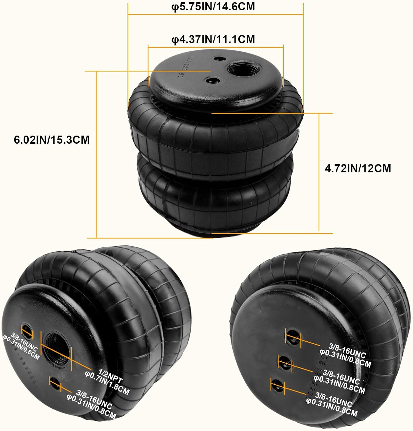 MILLISEC Air Spring Bags Suspension Kit for 1999-2004 Ford F-250 and F-250 Super Duty 2WD & 4WD Pickups Rear Air Helper Springs Replaces# TOW-BB-FO9904