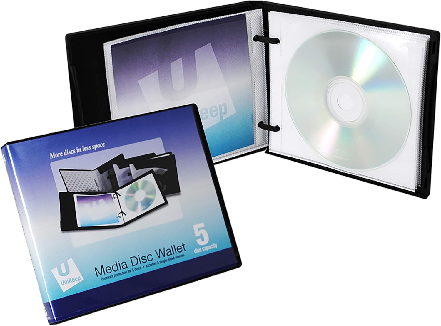 UniKeep Disc 5 CD/DVD Wallet with Pages - Case of 30 (Black)