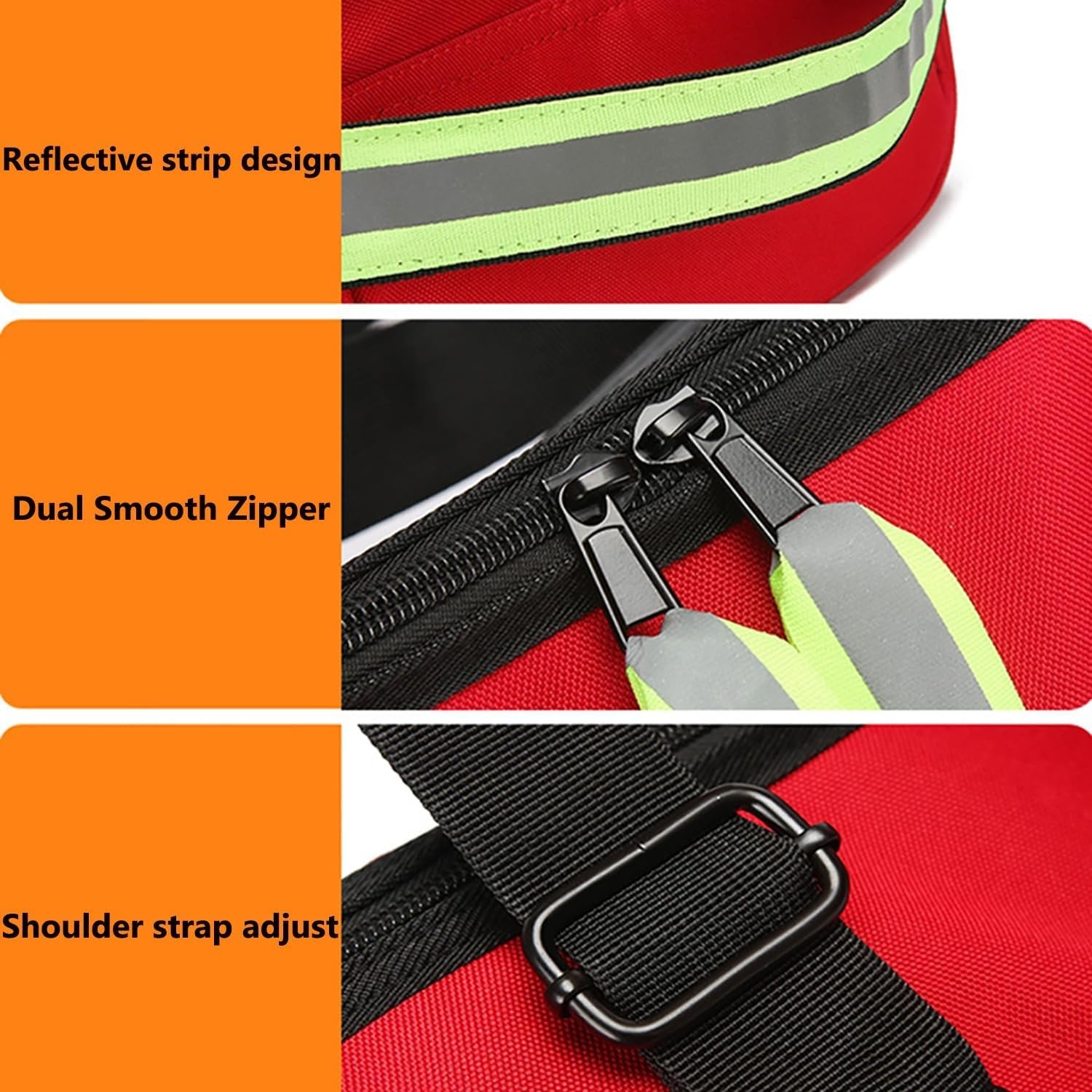 Kit de primeros auxilios, bolsa de primeros auxilios de gran capacidad, bolsa portátil de oxígeno para traumas al aire libre, bolsa vacía de lona médica de emergencia con compartimentos grandes, Red