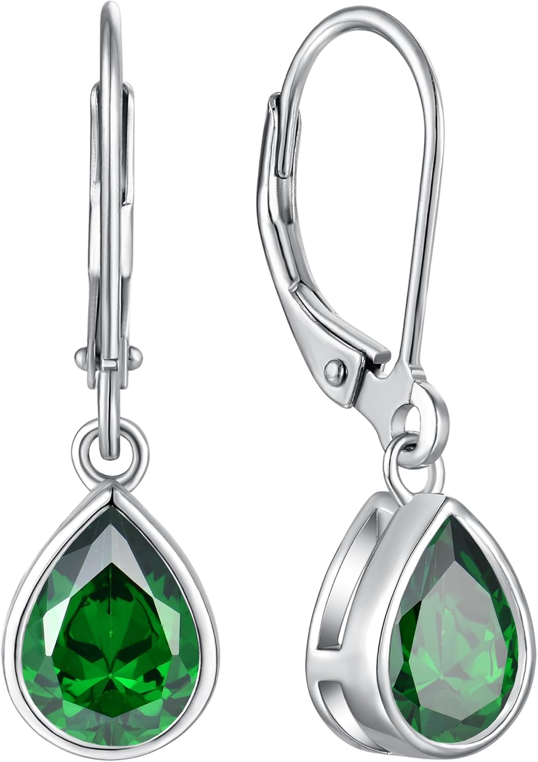 YL 925 Sterling Silver Solitaire Teardrop Dangle Drop Earrings Pear/Heart/Round Cut Birthstone Leverback Earrings Jewelry for Women