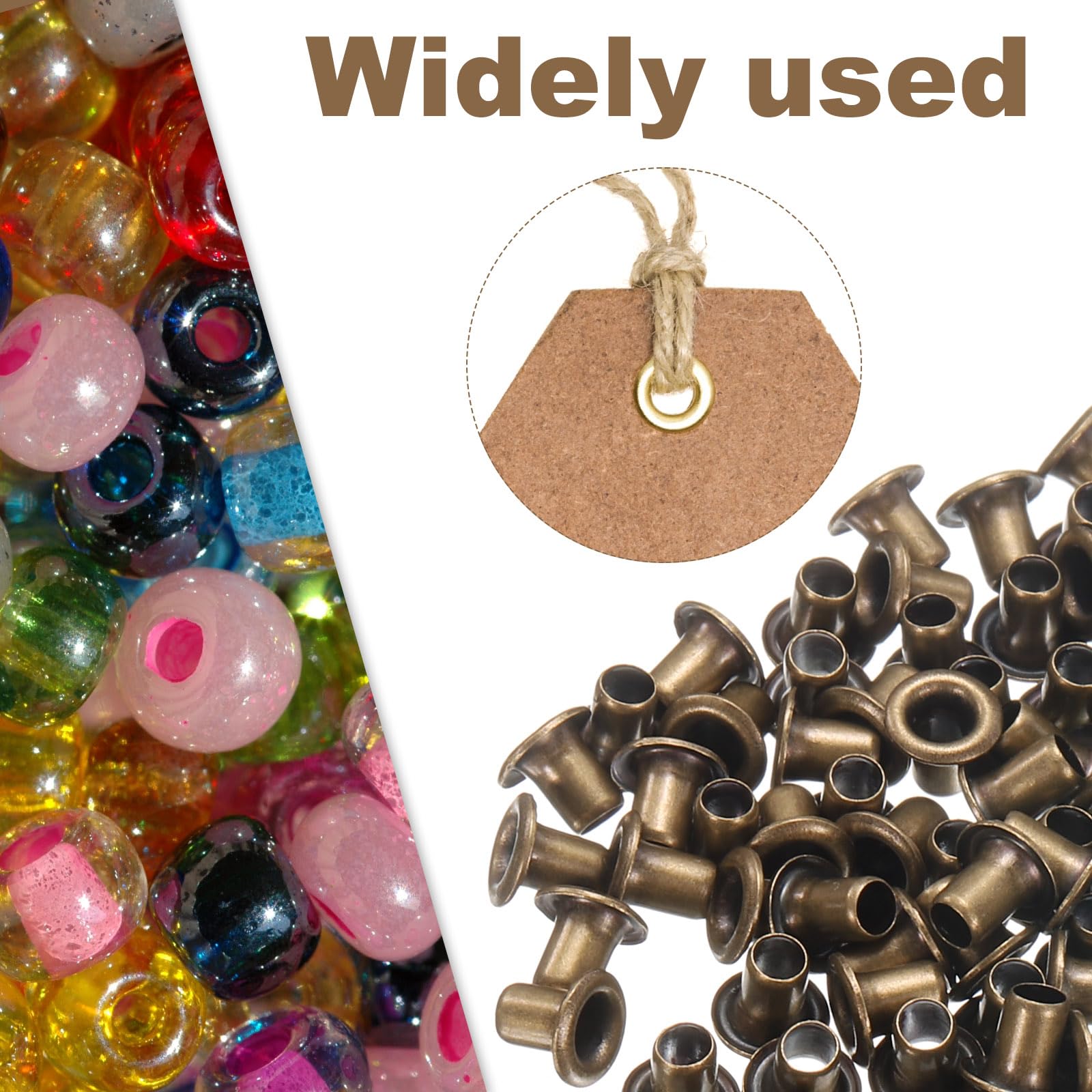 QUARKZMAN 100Set Occhielli per Teloni 3mm 1/8" Occhiello Strumento Metallici in Ottone con Rondelle per Tende in Tessuti Cinture in Pelle Scarpe Borse Fai Da Te, Oro