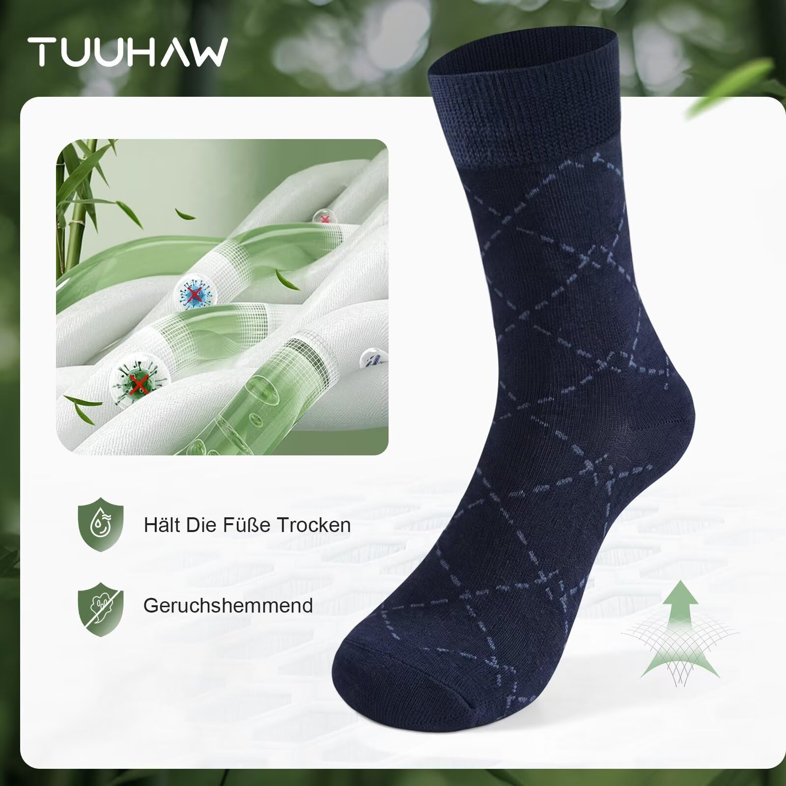 Chaussettes pour Hommes Femme Classiques en Bambou Lot de 10 Paires
